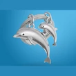 Kép 2/2 - Metalmorphose fényes króm delfin kulcstartó MTM145-06