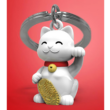 Kép 2/4 - Metalmorphose fehér - arany szerencse macska kulcstartó MTM226-01