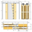 Kép 2/6 - Eclisse Unilaterale kétszárnyú kettényíló tolóajtó fémváz modell - gipszkarton falhoz 700+700 x 2100 mm / 200 mm