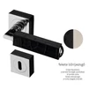 Kép 1/3 - Glass Design CUBE Leather fekete bőr / pezsgő négyzetrozettás kilincsgarnitúra CUBELBK-F15