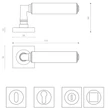 Kép 3/3 - Glass Design CUBE Marble fekete márvány / szatén sárgaréz négyzetrozettás kilincsgarnitúra CUBEMRB-F11