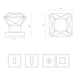 Kép 3/3 - Glass Design DIAMOND Q víztiszta üveg / polírozott sárgaréz négyzetrozettás gomb kilincsgarnitúra DIAMONDQT01F1OP9