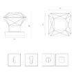Kép 3/3 - Glass Design DIAMOND Q víztiszta üveg / fényes króm négyzetrozettás gomb kilincsgarnitúra DIAMONDQT01F4OP9