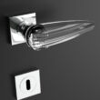 Kép 2/3 - Glass Design OKA víztiszta üveg / fényes króm négyzetrozettás kilincsgarnitúra OKAHT01F4OP9