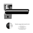 Kép 1/5 - Glass Design ROUND Home fekete üveg / szálcsiszolt króm négyzetrozettás kilincsgarnitúra ROUNDHT30F8OP9
