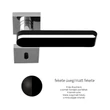 Kép 1/5 - Glass Design ROUND Home fekete üveg / matt fekete négyzetrozettás kilincsgarnitúra ROUNDHT30F30OP9