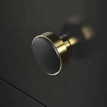 Glass Design LEATHER fekete bőr / fényes króm bútorfogantyú Ø 30 mm