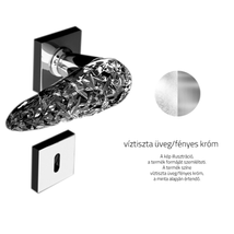 Glass Design ICE Home víztiszta üveg / fényes króm négyzetrozettás kilincsgarnitúra ICEHT01F4OP9