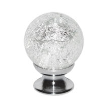 Glass Design MURANO ezüst szirmos üveg / fényes króm bútorfogantyú Ø 25 mm P905MARGF4DM25