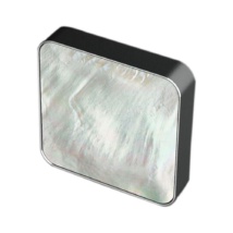 Glass Design PERLA Quadro fehér gyöngyház / fényes króm bútorfogantyú 30 x 30 mm PERLAQMPF430X30