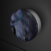 Glass Design PERLA Tondo fekete gyöngyház / fényes króm bútorfogantyú Ø 30mm