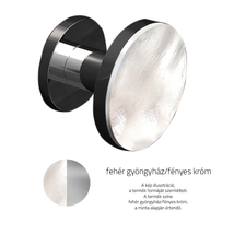 Glass Design Perla XL fehér gyöngyház / fényes króm körrozettás fix ajtógomb PERLAXLMPF4