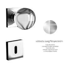 Glass Design SFERA Home víztiszta üveg / fényes króm négyzetrozettás gomb kilincsgarnitúra SFERAHT01F4OP9