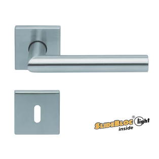 Scoop Thema 1106 SBL rozsdamentes acél négyzetrozettás kilincsgarnitúra SlideBloc Light mechanikával