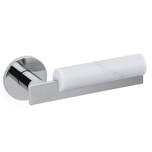 Olivari Bau fényes króm - fehér márvány körrozettás kilincsgarnitúra