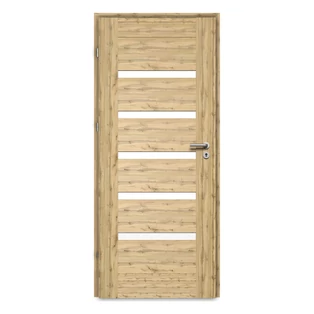 Pascal Enzo Rusztikus tölgy 3D üveges beltéri ajtó szabvány méretben / 750x2100 mm / bal / 100-135 mm, utólag szerelhető átfogó tokkal
