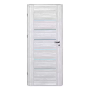 Pascal Sonata Szürke kőris 3D üveges beltéri ajtó szabvány méretben / 750x2100 mm / bal / 100-135 mm, utólag szerelhető átfogó tokkal