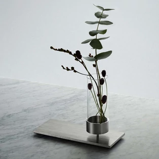 Buster+Punch Machined Vase szálcsiszolt acél asztali váza / UK-MA-VAS-ST-A