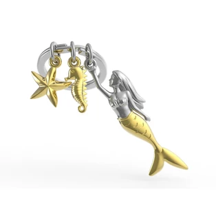 Metalmorphose fényes króm / arany sellő kulcstartó MTM121-01