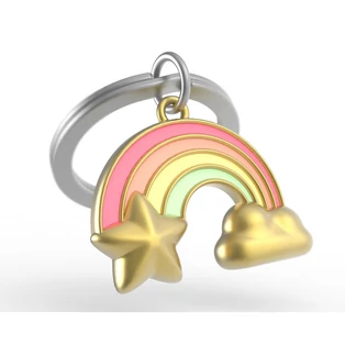 Metalmorphose matt arany - szivárvány kulcstartó MTM139-02