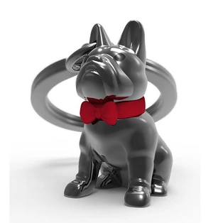 Metalmorphose fényes fekete króm bulldog kulcstartó MTM253-02