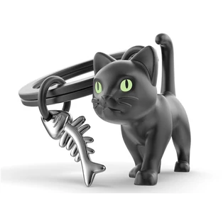 Metalmorphose matt fekete króm fekete-macska kulcstartó MTM339-01