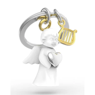 Metalmorphose fényes fehér Őrangyal kulcstartó MTM805-01