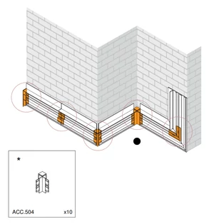 Belső sarokelem - Ermetika Absolute Rush rendszerhez (tapétaajtó tokhoz, tolóajtó vázhoz) - ACC.504