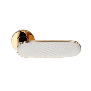 dnd Dune PVD antik fényes arany - fehér porcelán körrozettás kilincsgarnitúra DN40 PVD-BG+PSB