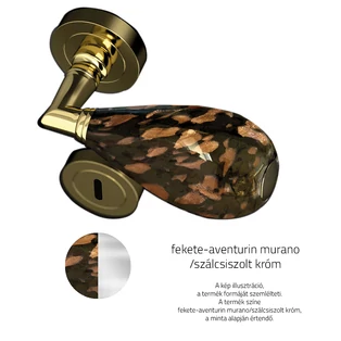 Fekete-aventurin murano / Szálcsiszolt króm