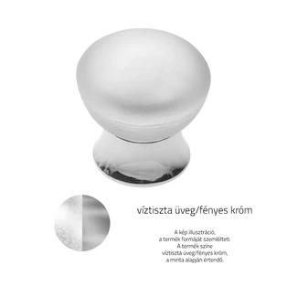 Glass Design P334 víztiszta üveg / fényes króm bútorfogantyú Ø 25 mm P334T01F4DM25