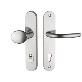 Maestro Arno alu F1 biztonsági bejárati ajtó gomb-kilincsgarnitúra cilindervédős