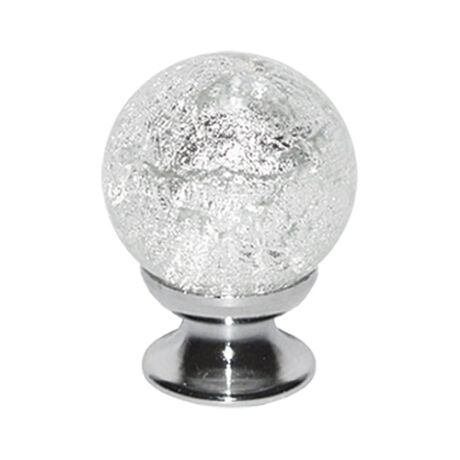 Glass Design MURANO ezüst szirmos üveg / fényes króm bútorfogantyú Ø 25 mm