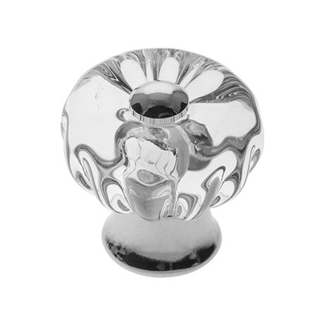 Glass Design P333 víztiszta üveg / fényes króm bútorfogantyú Ø 25 mm