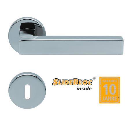 Scoop 1002 polírozott inox kilincsgarnitúra SlideBloc mechanikával
