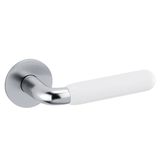 Olivari Alba matt króm - fehér porcelán körrozettás kilincsgarnitúra
