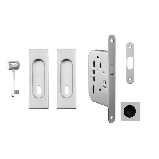 Made in Italy matt króm négyzetes tolóajtó BB/D zár szett húzókával