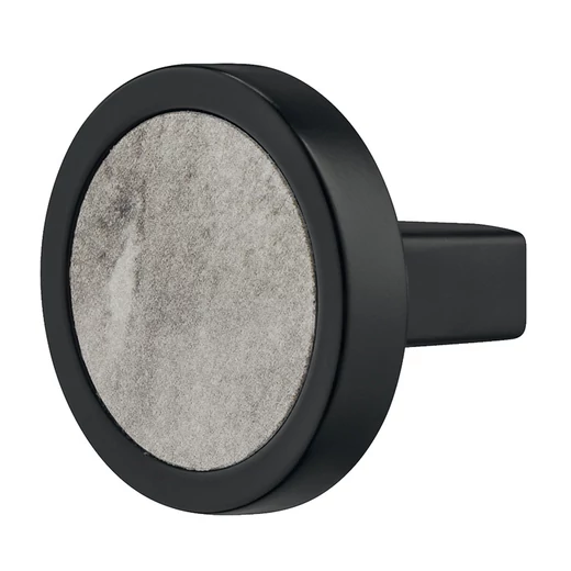 Häfele H2175, 29,5 mm matt fekete / fehér márvány bútorgomb 106.70.180