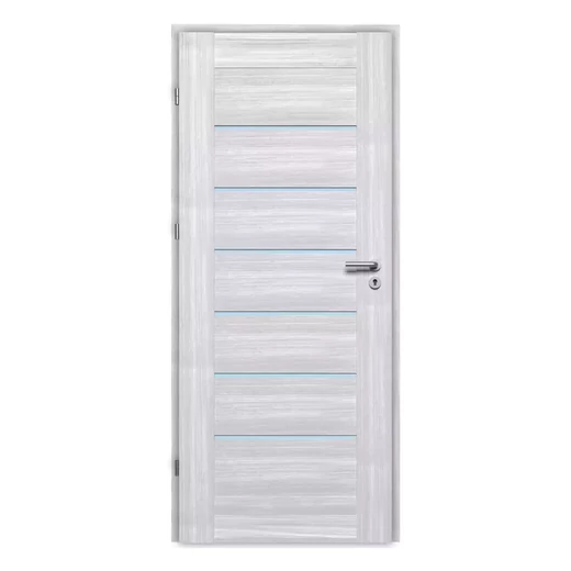 Pascal Sonata Szürke kőris 3D üveges beltéri ajtó szabvány méretben / 750x2100 mm / bal / 100-135 mm, utólag szerelhető átfogó tokkal