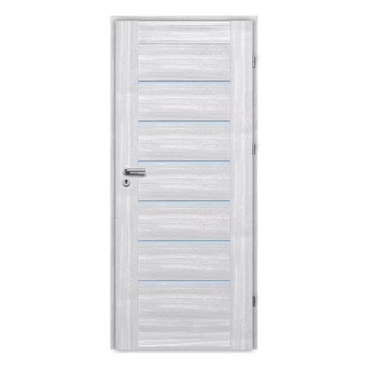 Pascal Sonata Szürke kőris 3D üveges beltéri ajtó szabvány méretben / 750x2100 mm / jobb / 100-135 mm, utólag szerelhető átfogó tokkal