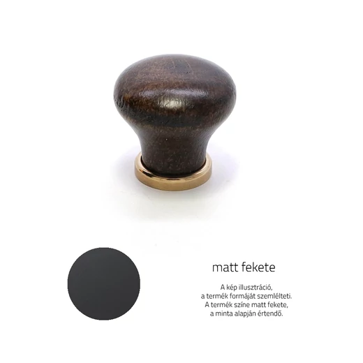 Rujz Design matt fekete műanyag - matt fekete fém talp bútorgomb 
