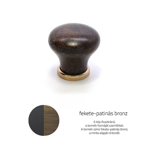 Rujz Design fekete műanyag - patinás bronz fém talp bútorgomb
