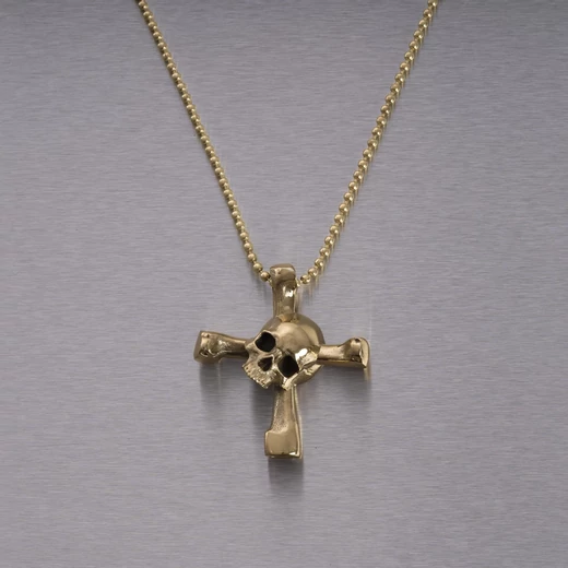 Buster+Punch Skull Drum Key sárgaréz koponya nyaklánc  UTB-051826