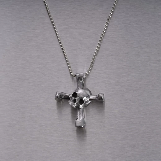 Buster+Punch Skull Drum Key rozsdamentes acél koponya nyaklánc UTB-071827