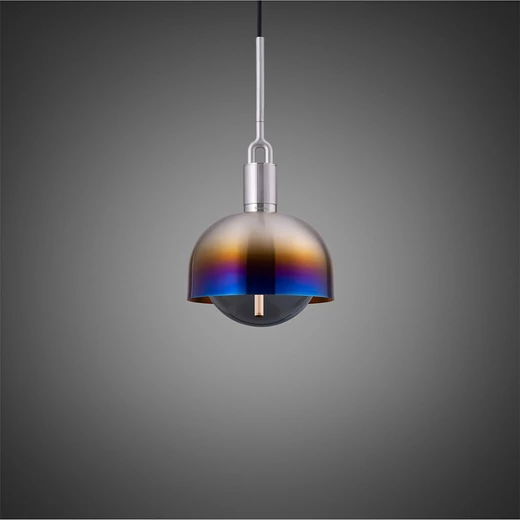 Buster+Punch Linear Forked Shade Globe Smoked medium függőlámpa, égetett acél / E27 / RFP-893122