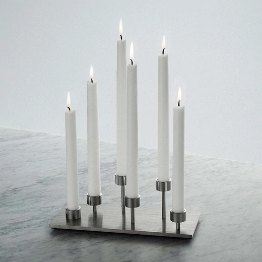 Buster+Punch Machined Candelabra szatén rozsdamentes acél asztali gyertyatartó / UK-MA-CAN-ST-A