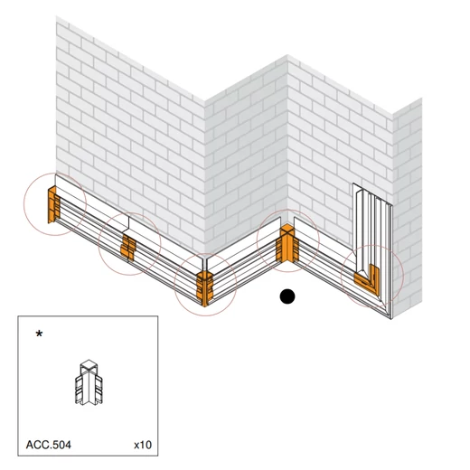 Belső sarokelem - Ermetika Absolute Rush rendszerhez (tapétaajtó tokhoz, tolóajtó vázhoz) - ACC.504