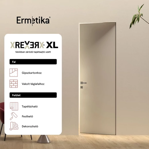 Ermetika xREVERx falsíkban záródó tapéta ajtó szett olasz méretezésben