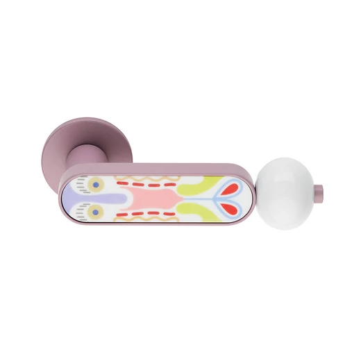 dnd Crisalide lila - színes porcelán körrozettás kilincsgarnitúra CS40 AVP+PSD
