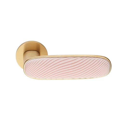 dnd Dune PVD szatén arany - rózsa porcelán körrozettás kilincsgarnitúra DN40 PVD-SG+PSR